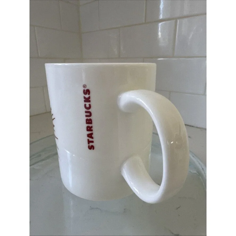 Starbucks Holiday Coffee Mug Red Fireworks Starburst 2014 Cup Christmas, Used